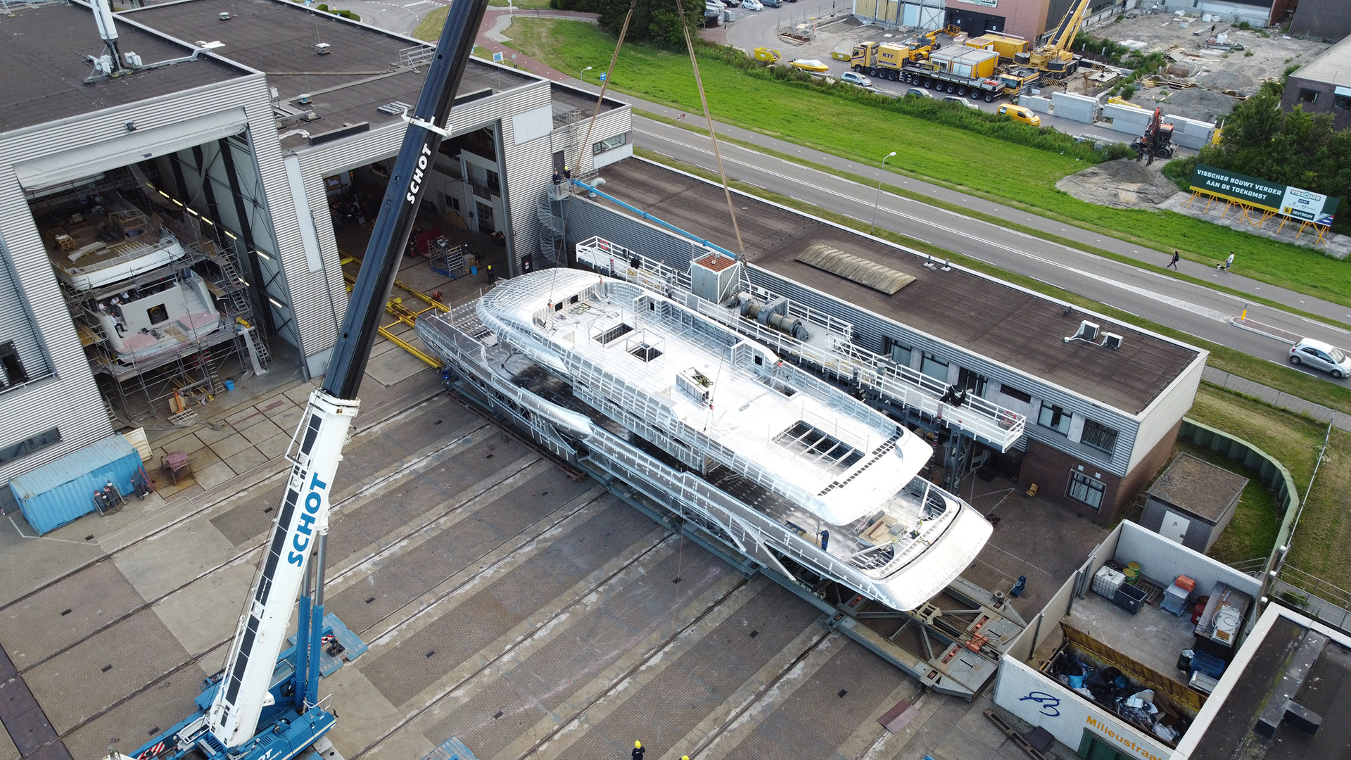 Construction for 50M+ superyacht on transport to the United States to be finished into a modern superyacht.