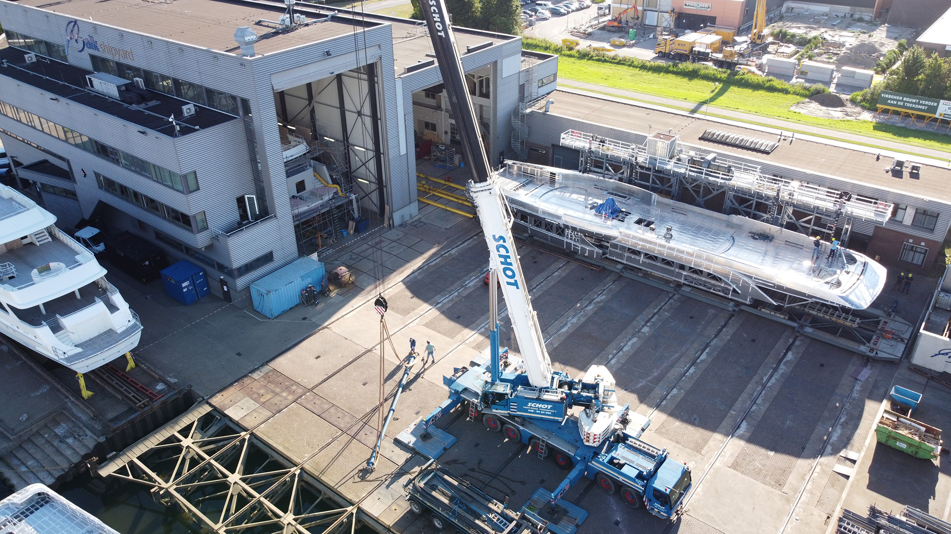Construction for 50M+ superyacht on transport to the United States to be finished into a modern superyacht.
