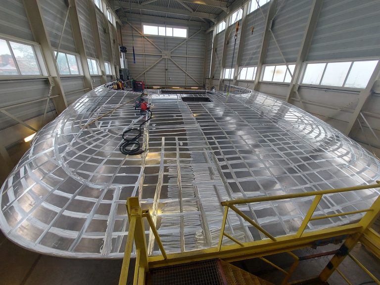 Aluminium superyacht construction at Balk Shipyard.