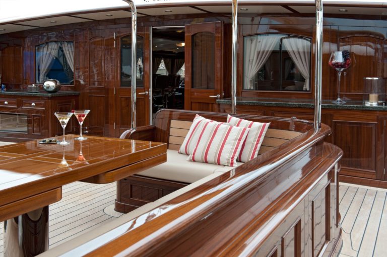 The exterior of sailing yacht Mikhail S. Vorontsov, new build by Balk Shipyard.