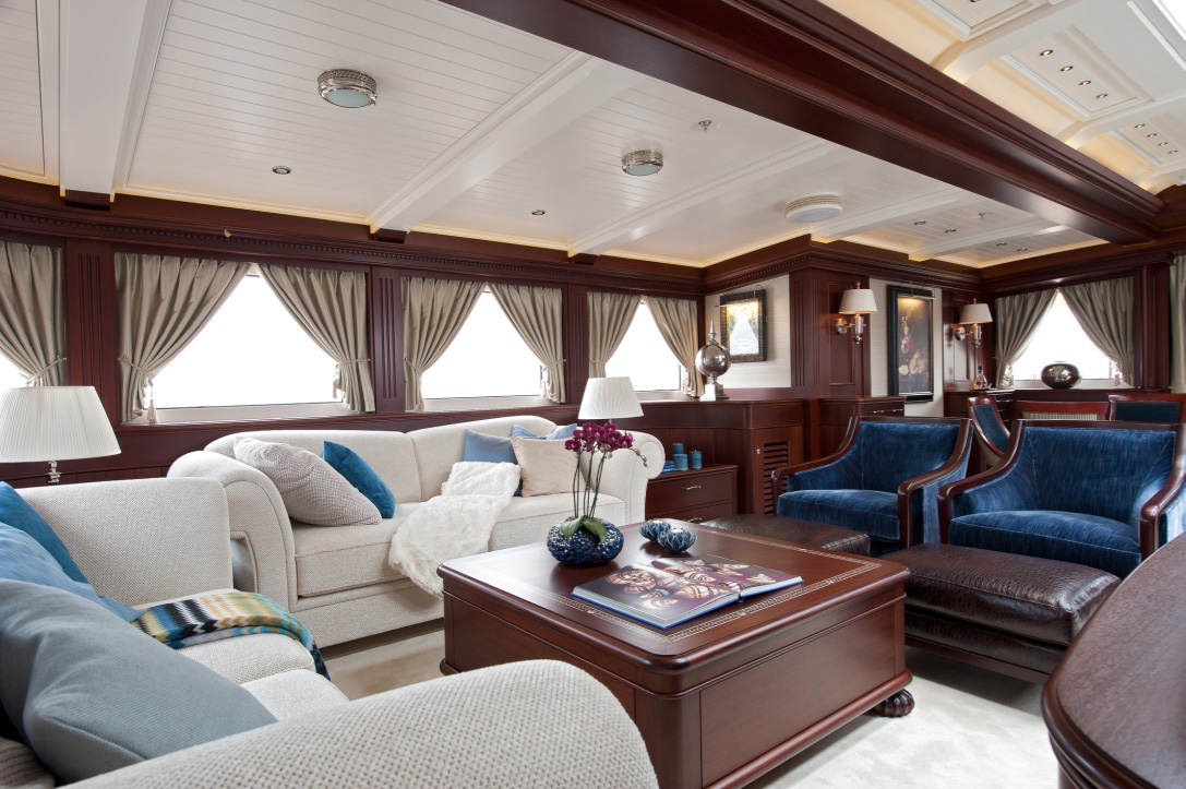 The interior of sailing yacht Mikhail S. Vorontsov, new build by Balk Shipyard.
