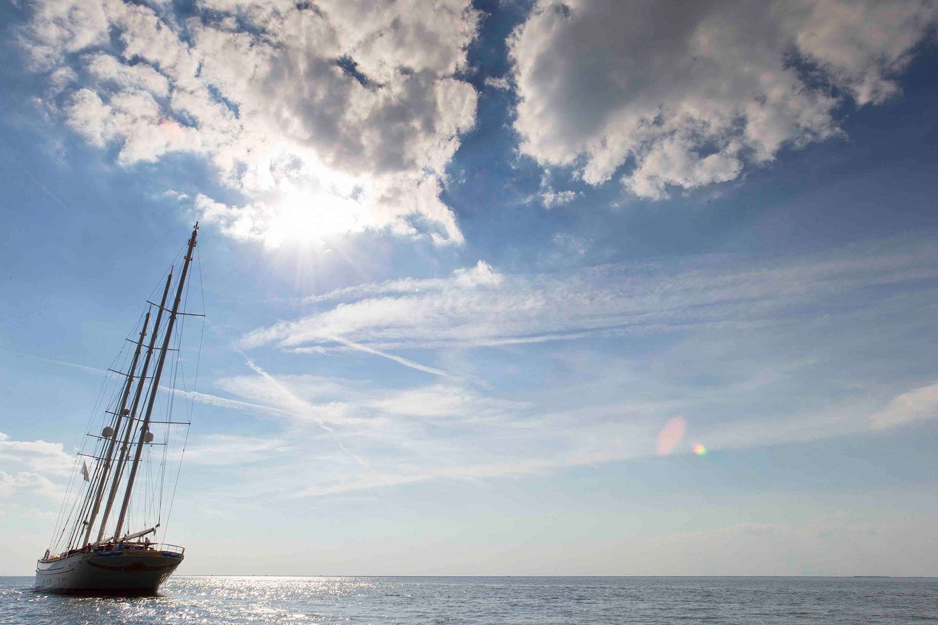 Sailing yacht Mikhail S. Vorontsov on the water after being new build by Balk Shipyard.