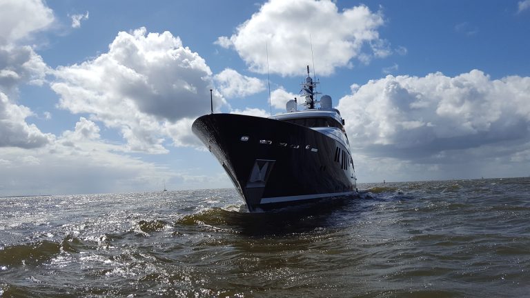 Motor yacht Bravado on sea trials after rebuild by Balk Shipyard.