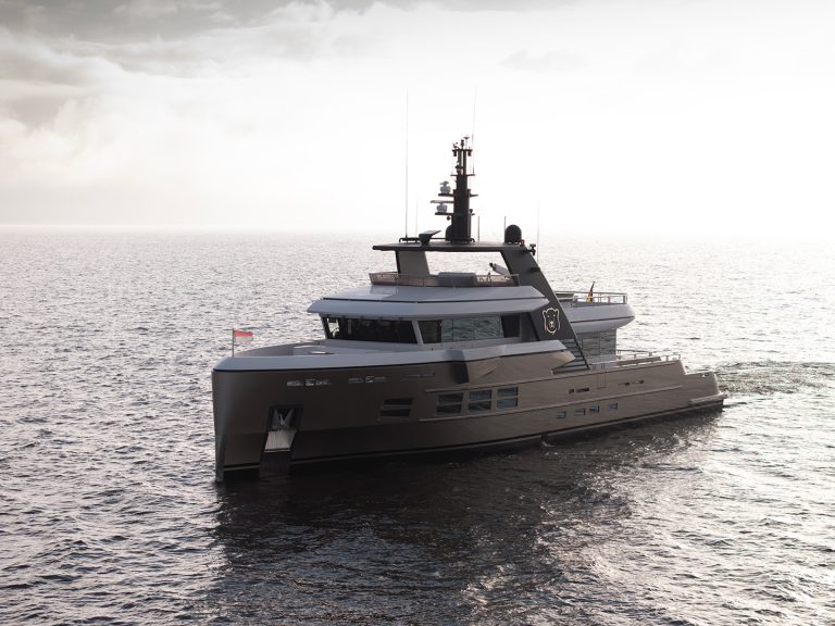 Motor yacht Ursus out for sea trials after extensive rebuild at Balk Shipyard.