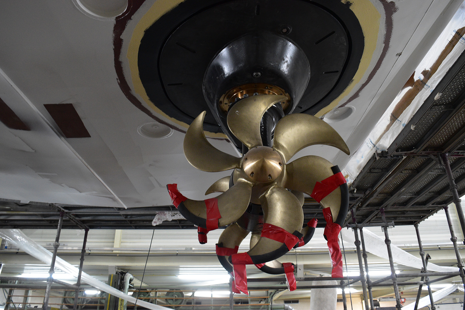 New diesel-electric pods for motor yacht Ursus during extensive rebuild at Balk Shipyard.