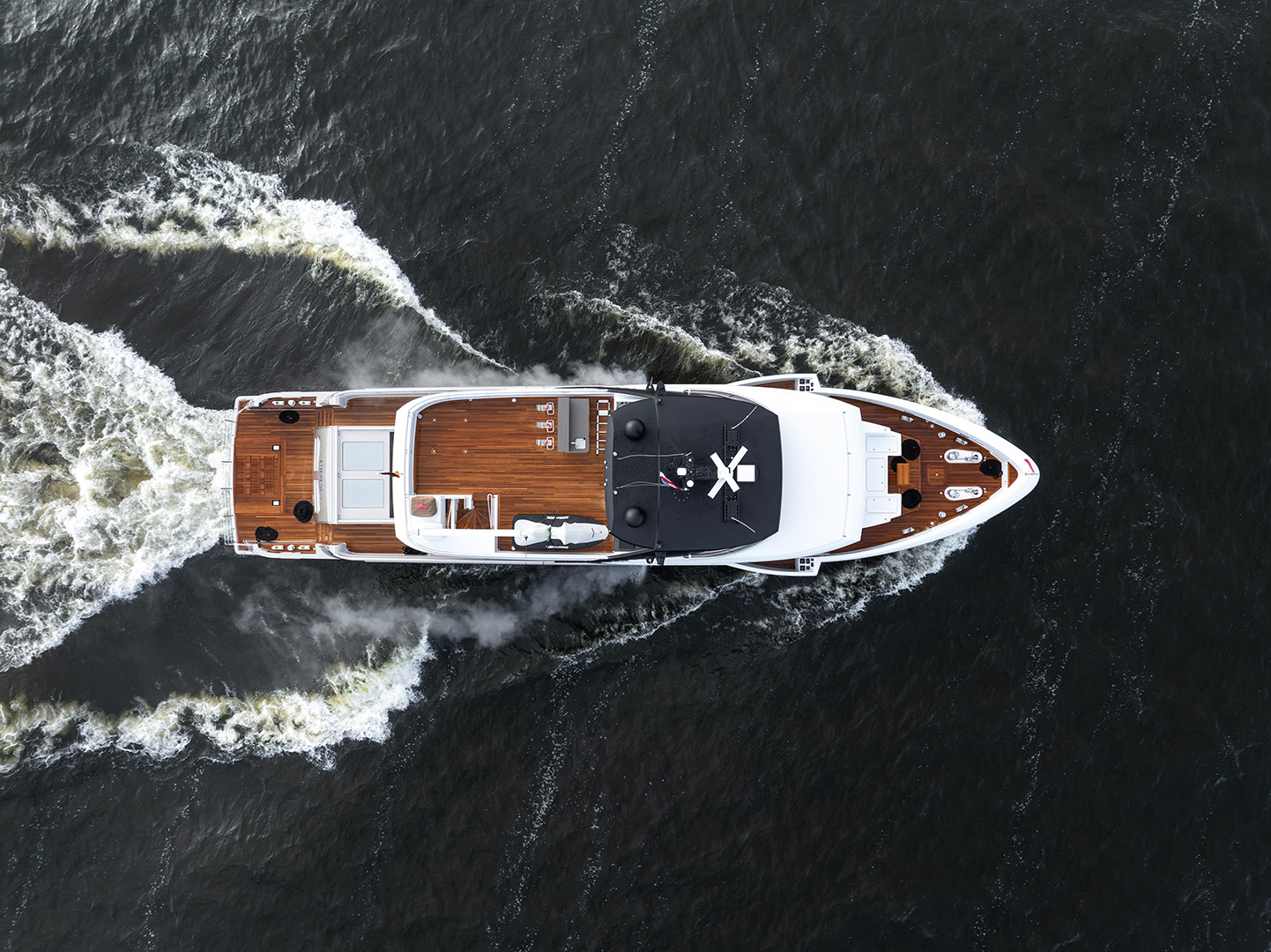 Motor yacht Ursus out for sea trials after extensive rebuild at Balk Shipyard.