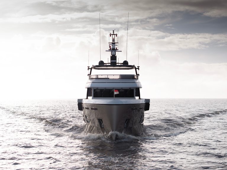 Motor yacht Ursus out for sea trials after extensive rebuild at Balk Shipyard.