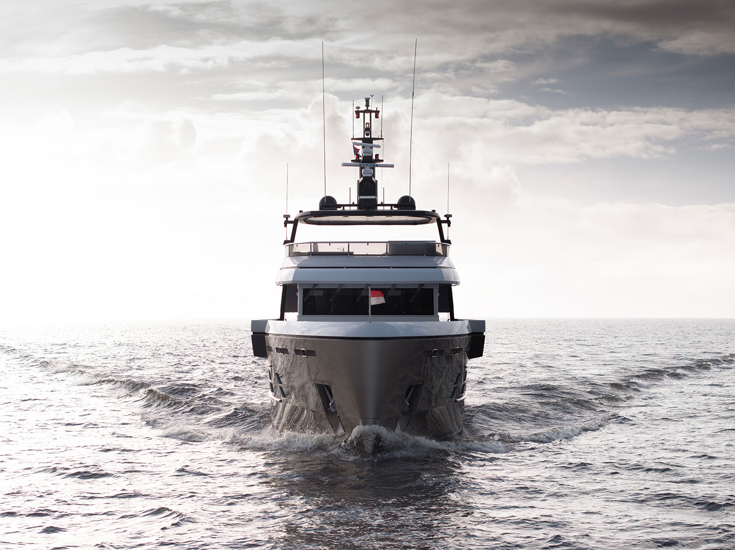 Motor yacht Ursus out for sea trials after extensive rebuild at Balk Shipyard.