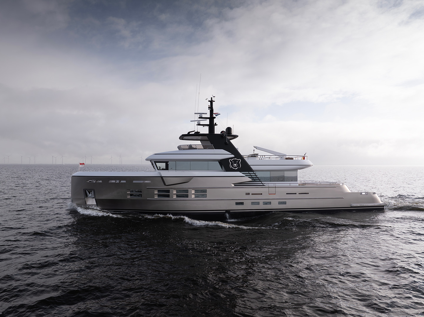 Motor yacht Ursus out for sea trials after extensive rebuild at Balk Shipyard.