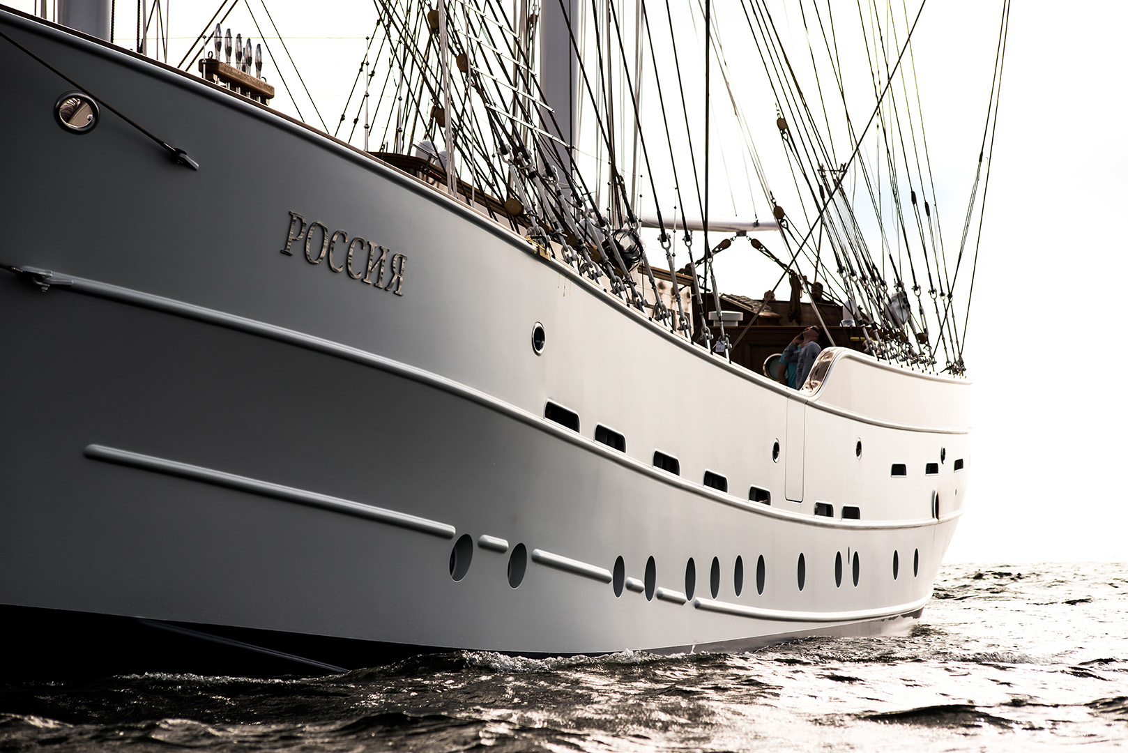 Sailing yacht Rossiya on sea trials after rebuild by Balk Shipyard.