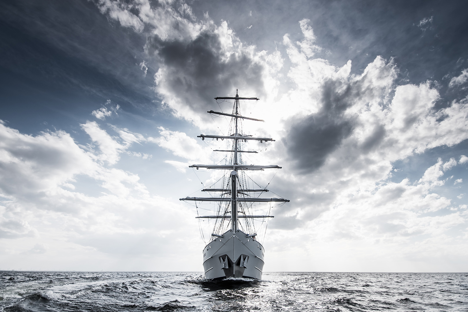 Sailing yacht Rossiya on sea trials after rebuild by Balk Shipyard.