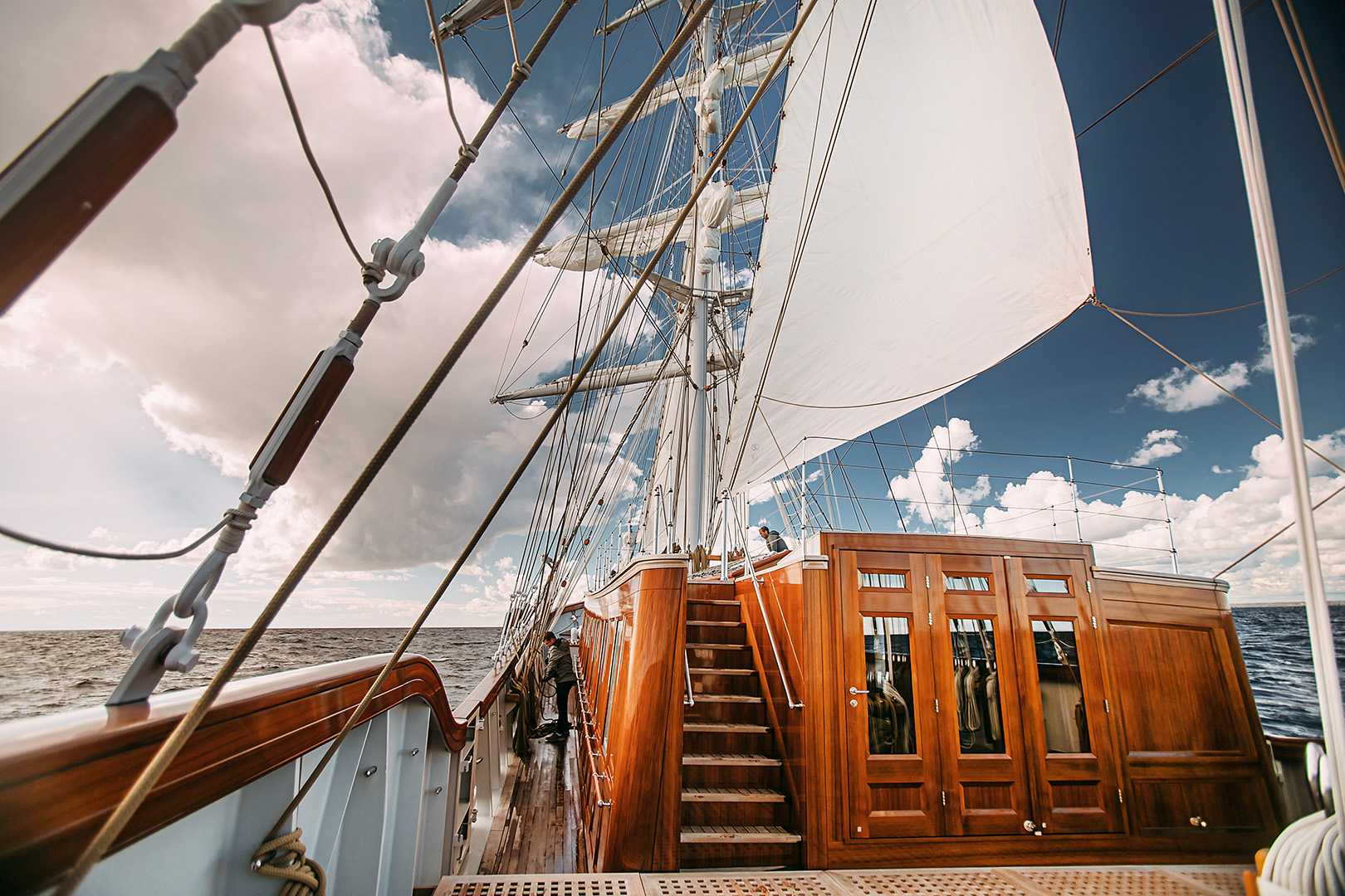 New exterior for sailing yacht Rossiya during rebuild by Balk Shipyard.