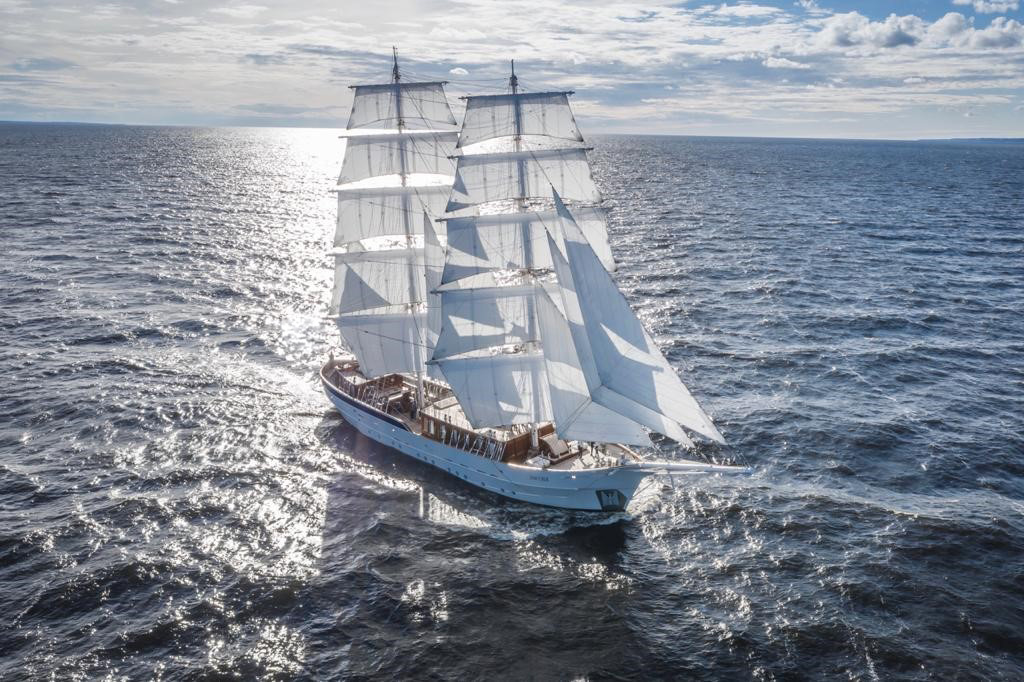 Sailing yacht Rossiya on sea trials after rebuild by Balk Shipyard.