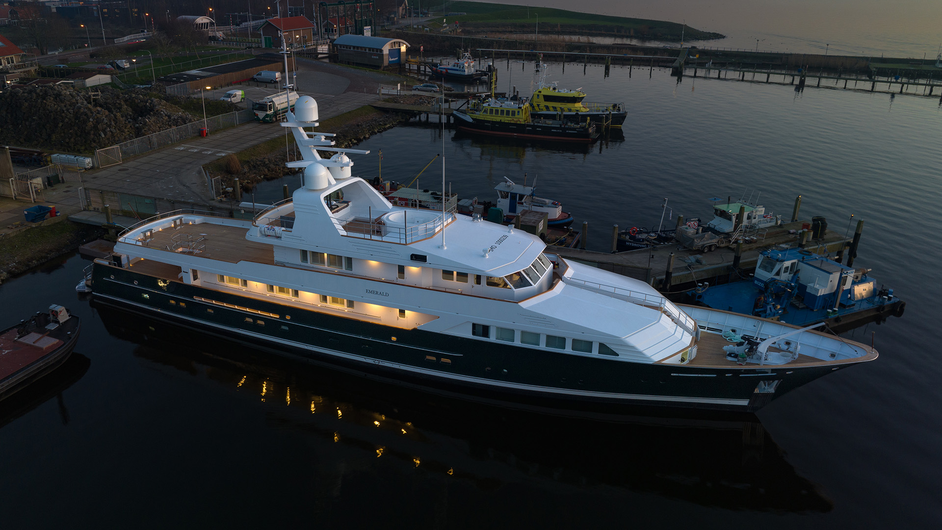 Superyacht Emerald back in the water after extensive rebuild by Balk Shipyard.