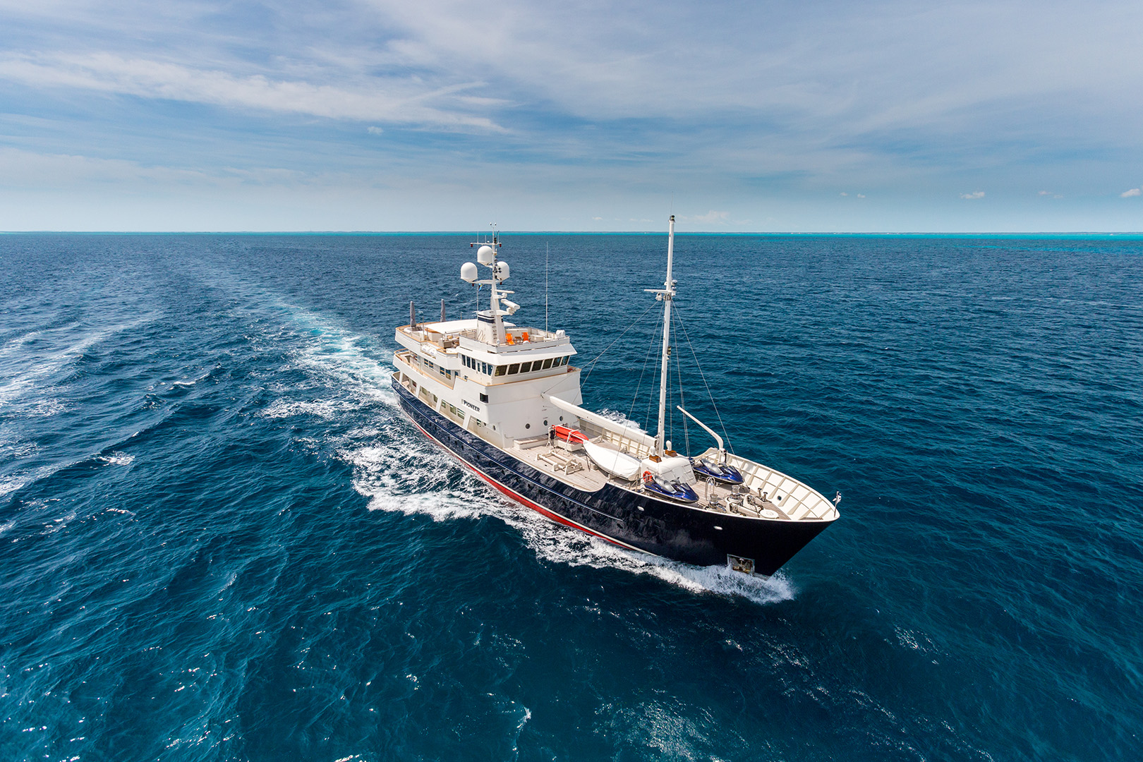 Superyacht Pioneer back on the water after refit at Balk Shipyard.