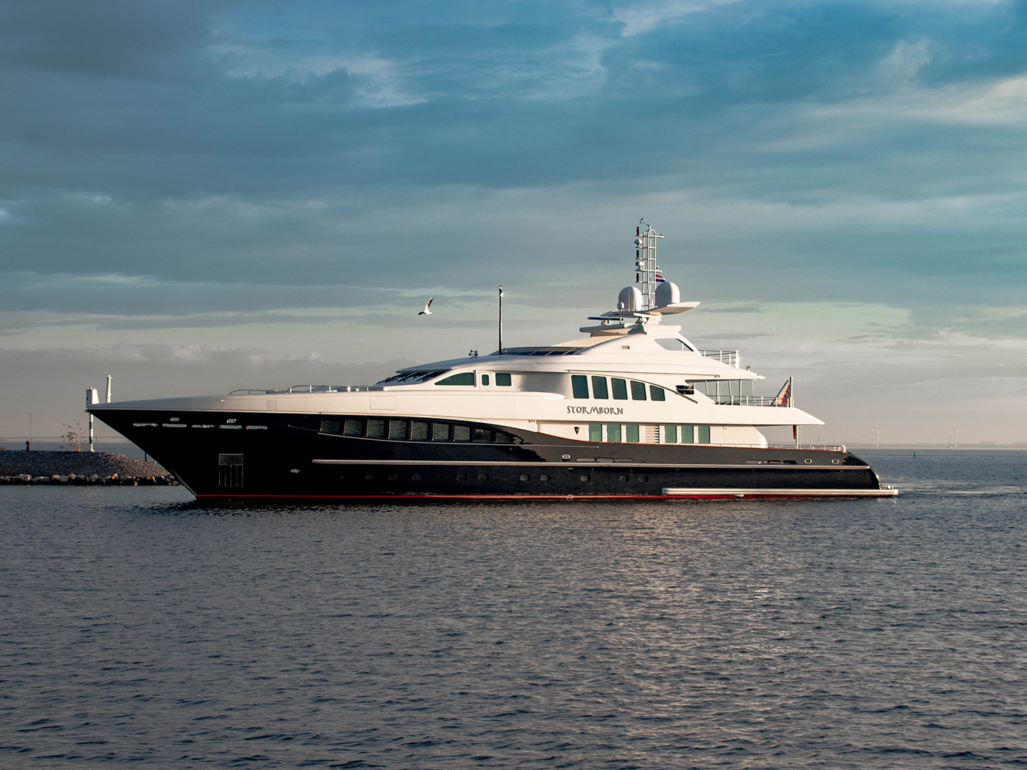 Motor yacht Stormborn leaves the Netherlands after refit at Balk Shipyard.