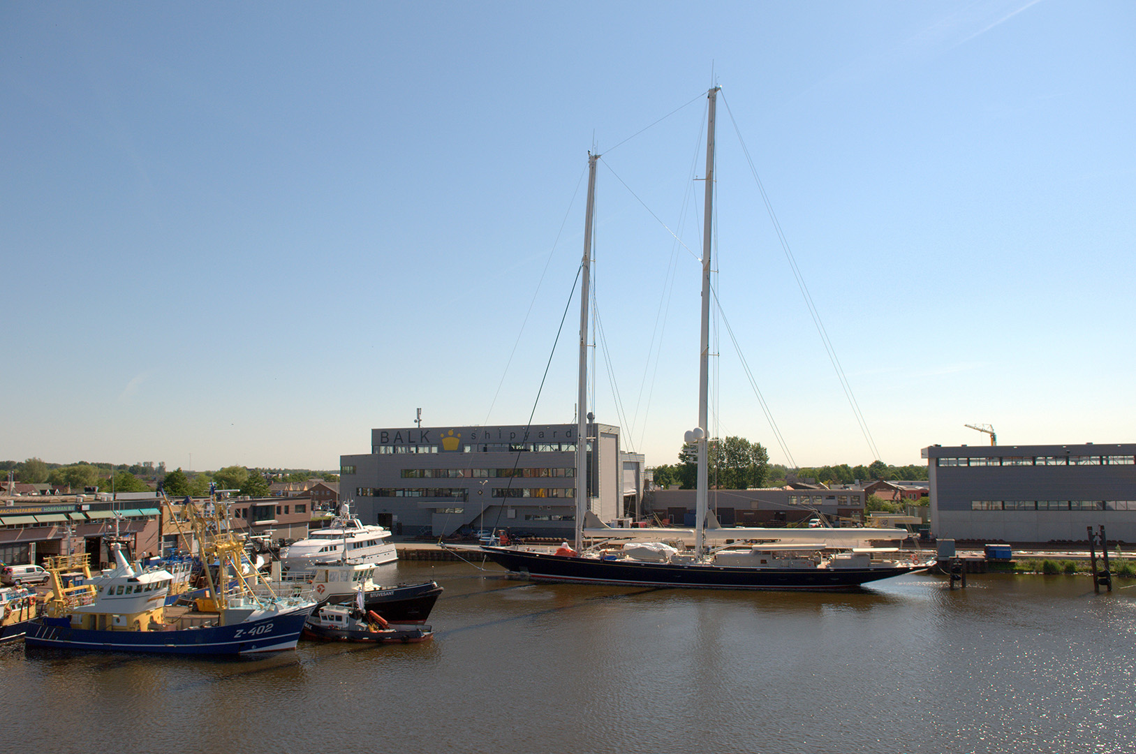 Sailing yacht Athos at Balk Shipyard for a refit.