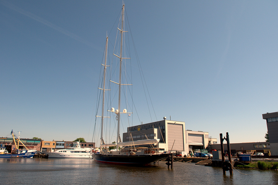 Superyacht at Balk Shipyard for a refit.