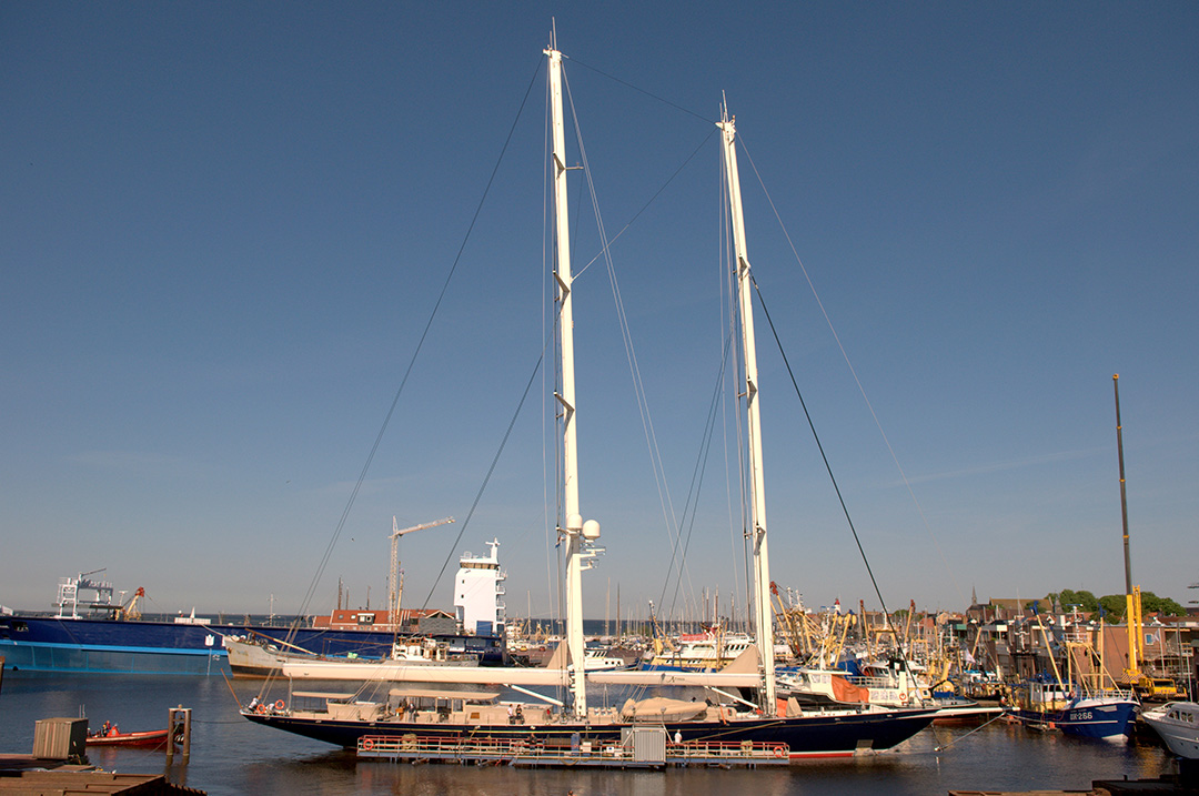 Superyacht Athos at Balk Shipyard for a refit.