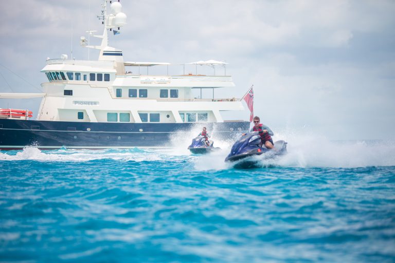 Yacht owners enjoying superyacht Pioneer after refit by Balk Shipyard.