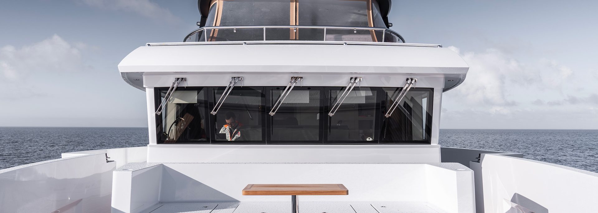 Bridge of superyacht Ursus after extensive rebuild by Balk Shipyard.